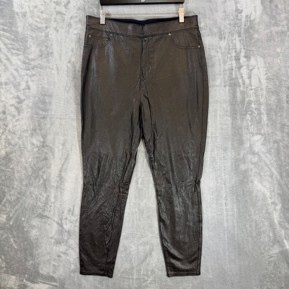 Spanx Faux Leather Leggings Womens Size XL Dark Brown High Waist Pants